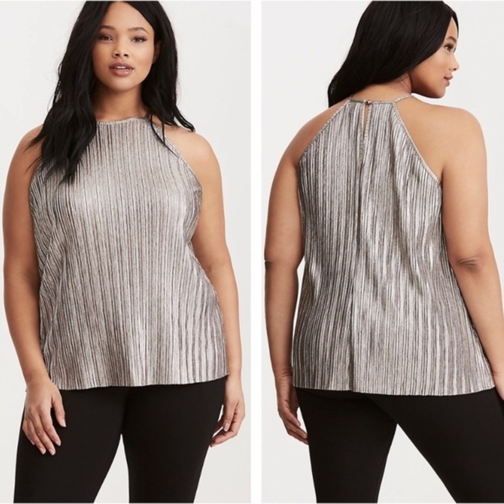 Torrid Metallic Gold Goddess Pleated Neck Blouse women’s size 1x